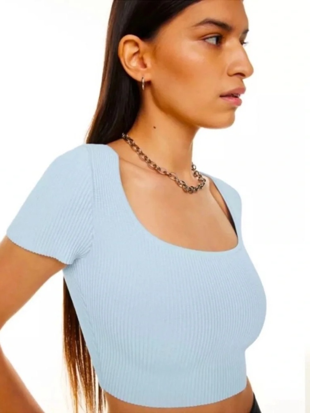 Babaton Aritzia Sculpt Knit Square-Neck Cropped Top – Size M